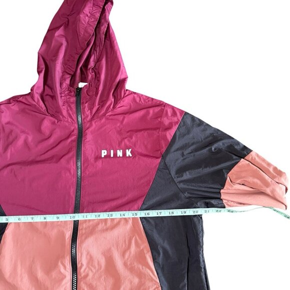 Victoria's Secret PINK Anorak Jacket Colorblock Windbreaker Hooded Logo Women XS - Picture 4 of 6